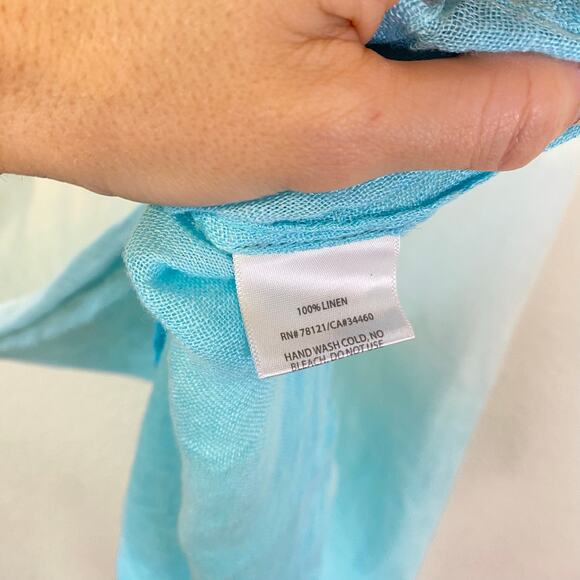Eileen Fisher Pure Linen Gauze Layered Aqua Ombré A-Line Dress Size Small - Picture 6 of 7
